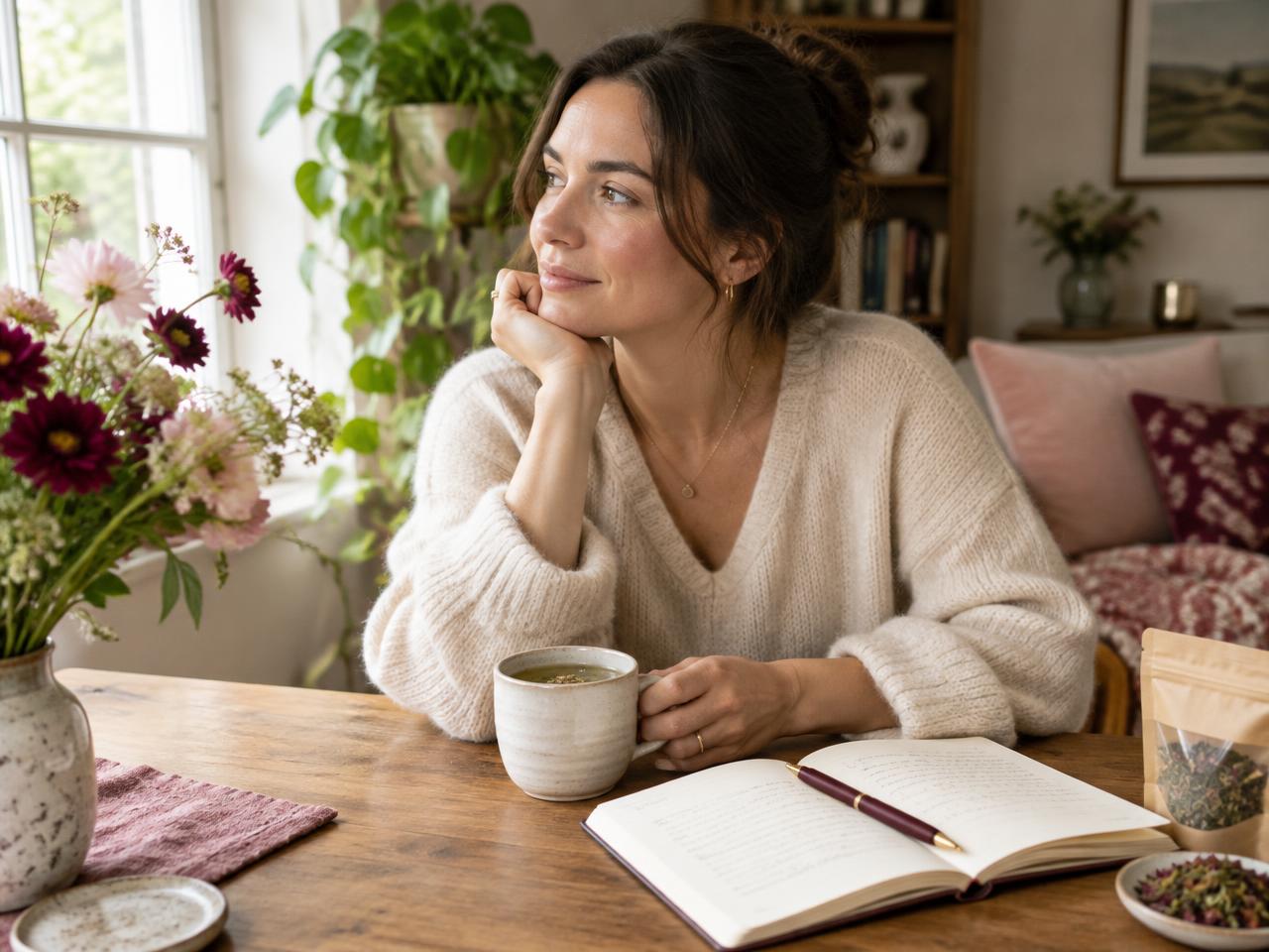 A quiet tea pause with a mug and open journal